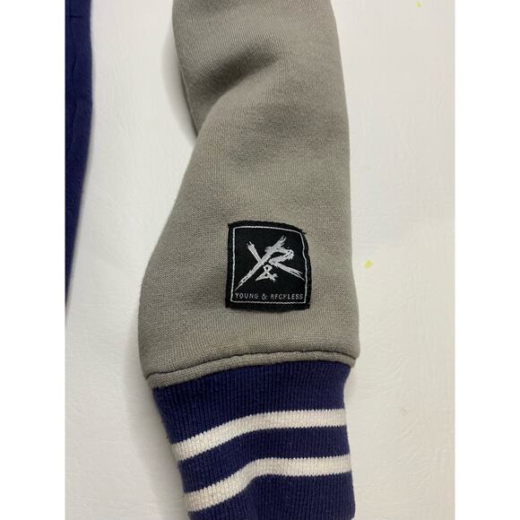 Young & Reckless Cult 1986 Blue Gray Varsity Bomber Jacket Mens Small Y&R - Picture 3 of 9